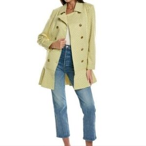 Cabi Hobnob Topper Coat Jacket In Yellow Peplum Double Breasted #6249 Size L